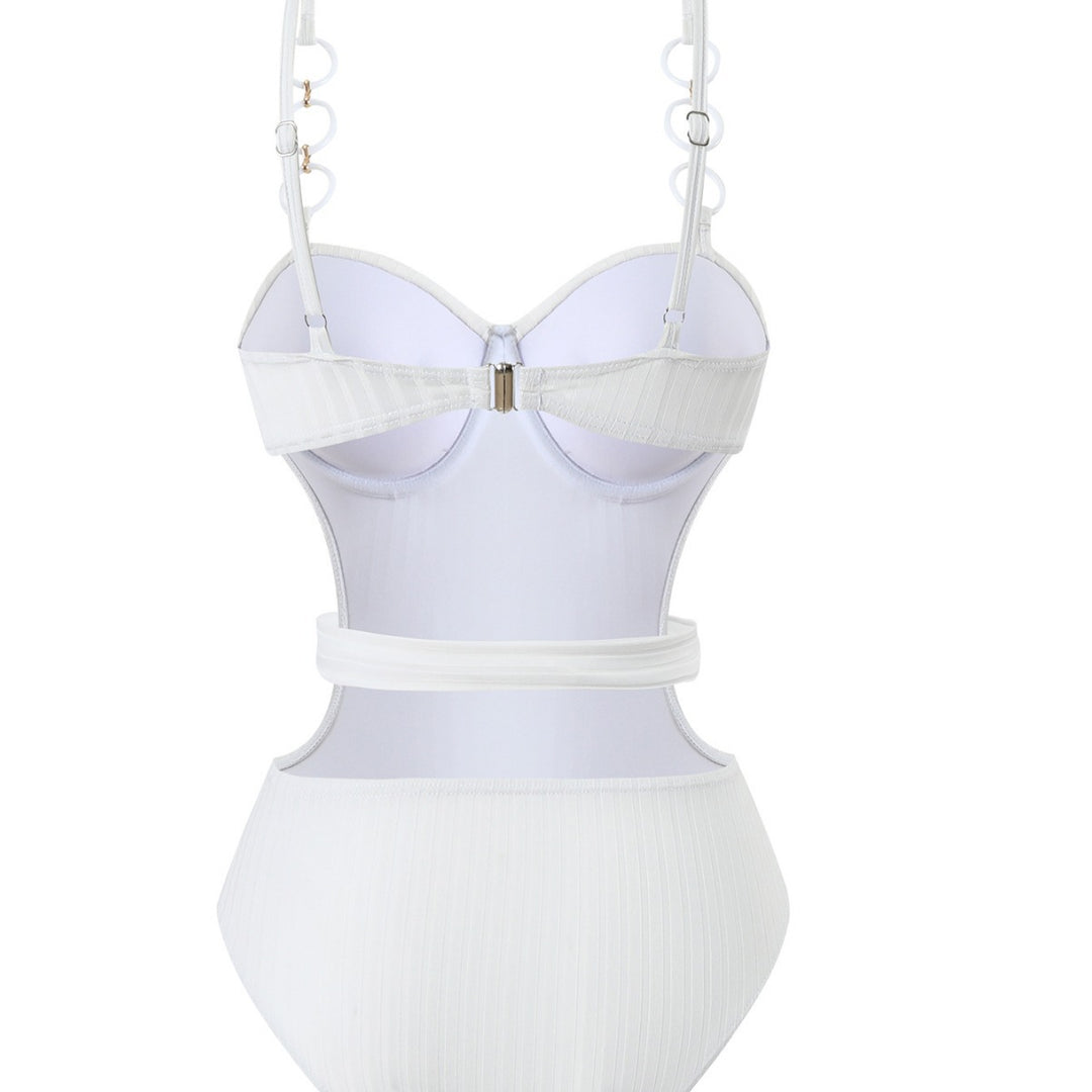 Damen Einteiler Badeanzug mit modischem Cut-Out Design und verstellbaren Trägern EB