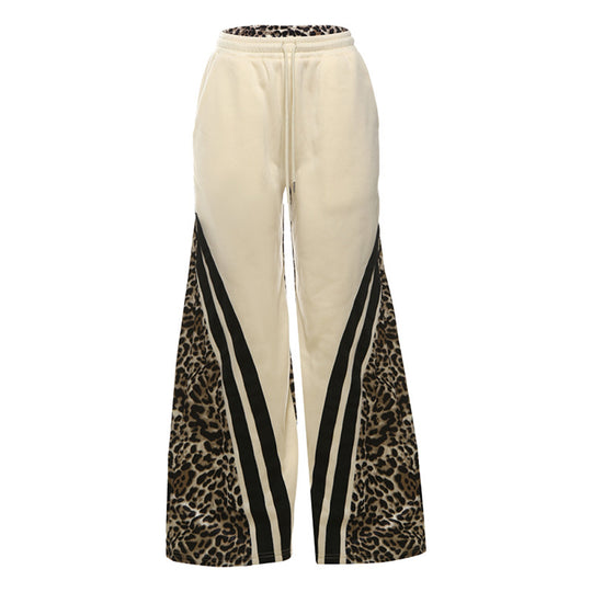 Damen Sportliche Sweatpants mit Leomuster und seitlichen Streifen EB