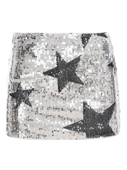 Damen Glitzernder Minirock mit Sternen und funkelnden Pailletten EB