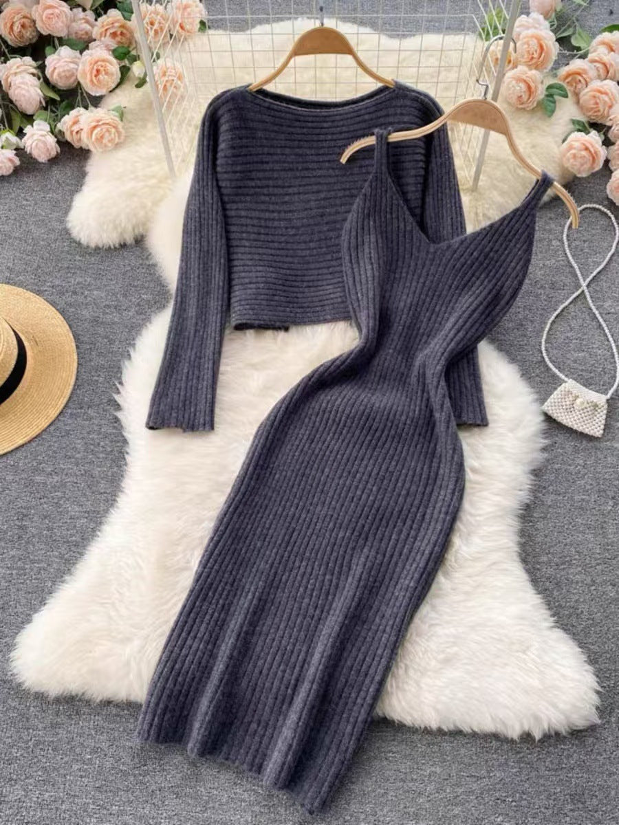 Damen Off-Shoulder Strickkleid im Rippdesign EB