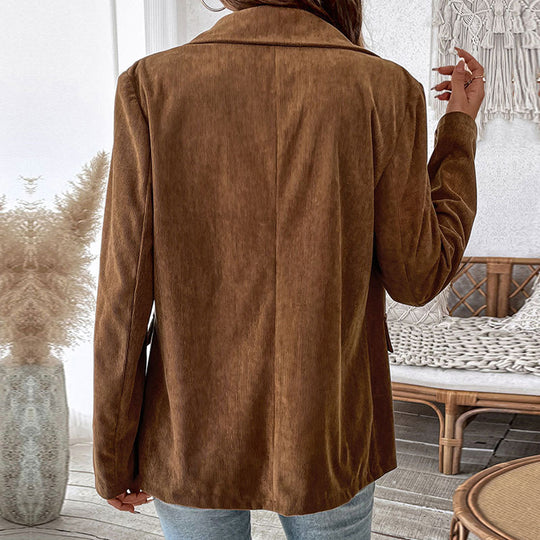 Damen Blazerjacke im angesagten Kord-Stil mit zwei Knöpfen EB