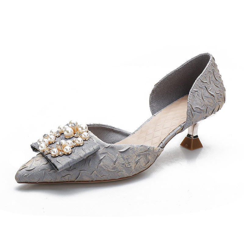 Damen elegante Slingback-Pumps mit funkelnder Perlenapplikation EB