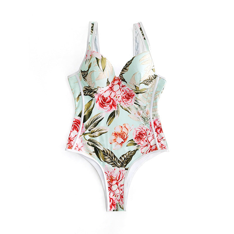 Damen Einteiler-Badeanzug mit floralem Design und komfortabler Passform EB