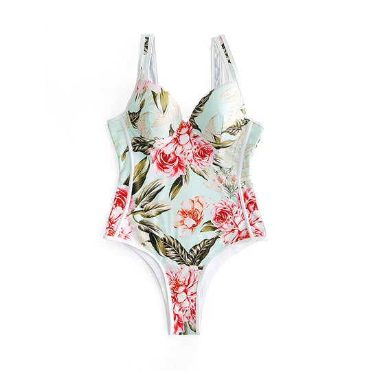 Damen Einteiler-Badeanzug mit floralem Design und komfortabler Passform EB