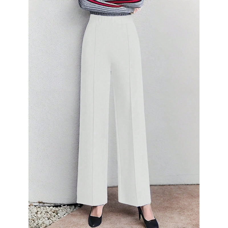 Damen Hochtaillierte Palazzo-Hose mit seitlichen Falten EB