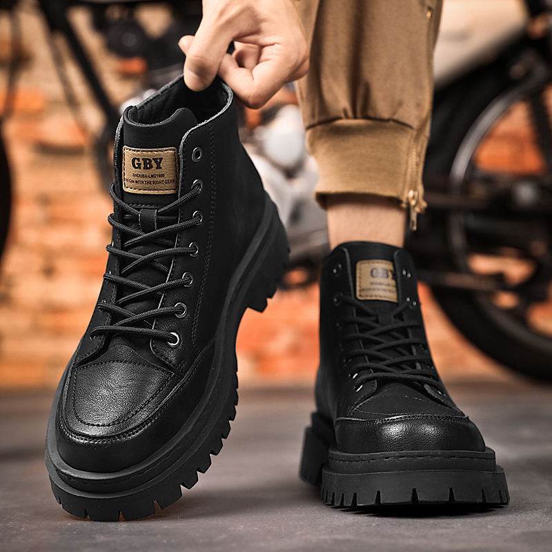 Damen Robuste Lederstiefeletten mit rutschfester Profilsohle und Warmfutter EB