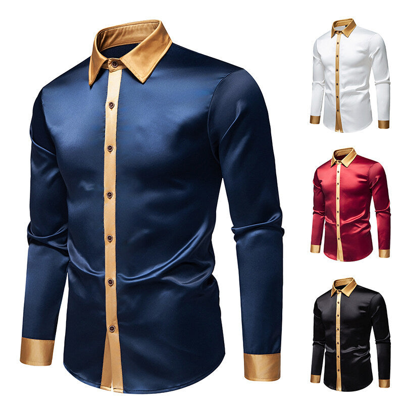 Herren Langarm-Hemd mit modernen Satin-Details EB