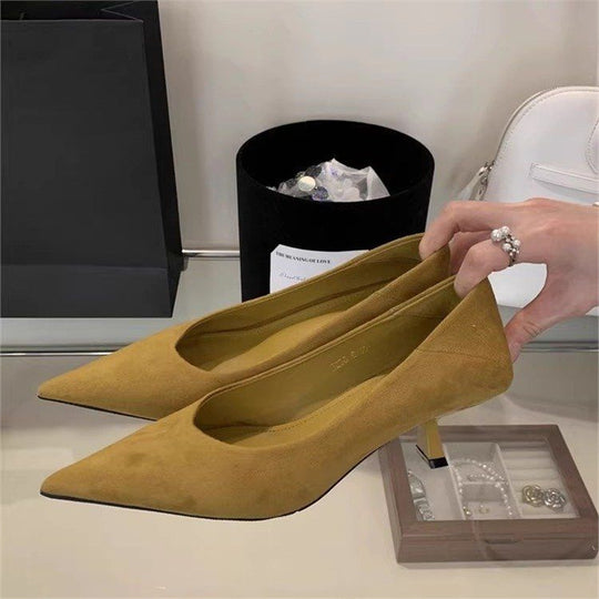 Damen elegante spitze Pumps aus weichem Veloursleder EB