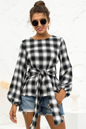 Damen Bluse mit Bindegürtel EB