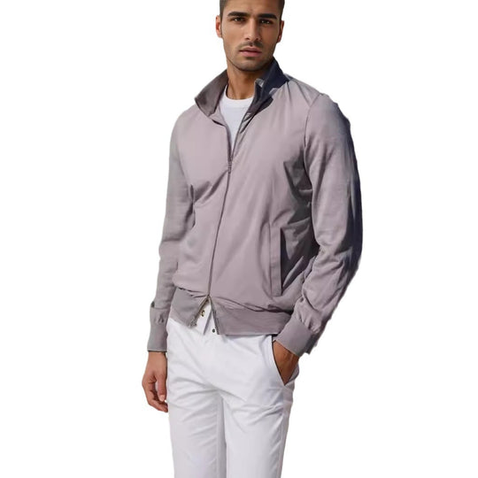 Herren stylische Freizeitjacke mit hohem Kragen und praktischen Taschen EB