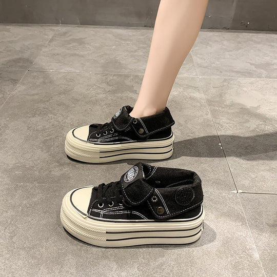 Damen High-Top Sneakers mit modischem Plateau und verstellbarem Knöchelriemen EB