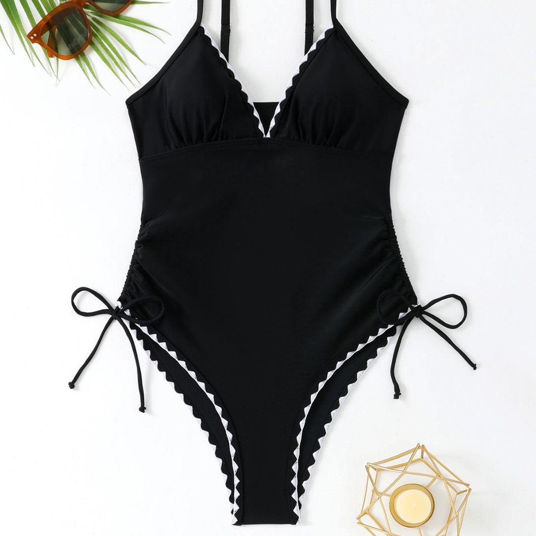 Damen Eleganter Einteiler Badeanzug mit verstellbaren Schnürungen EB