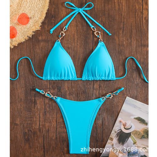 Damen Triangel-Bikini mit schimmernden Anhängern EB