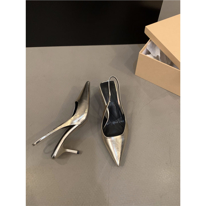 Damen elegante Slingback-Pumps mit schickem Metallic-Finish EB