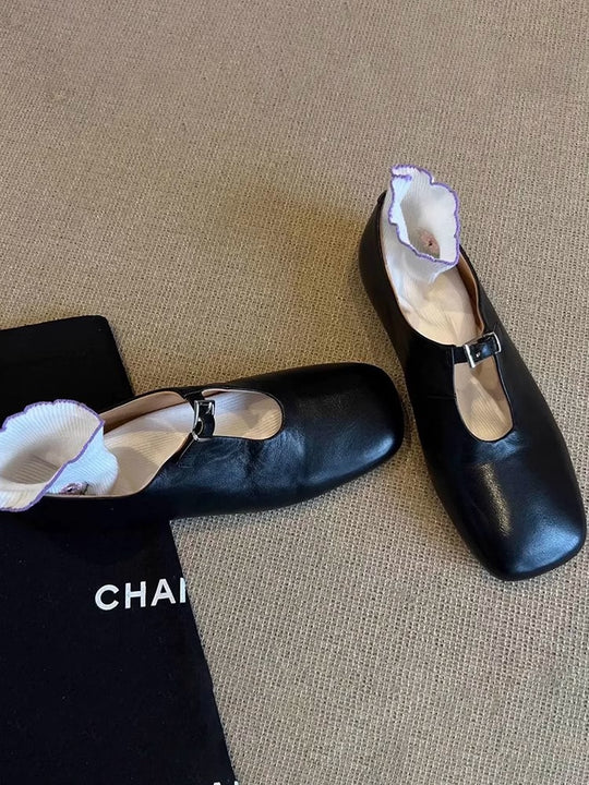 Damen elegante Mary Jane Schuhe mit modischem Riemen und weichem Leder EB