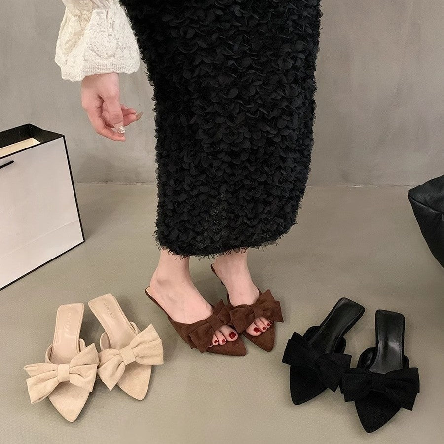 Damen elegante Mules mit Schleifenakzenten EB