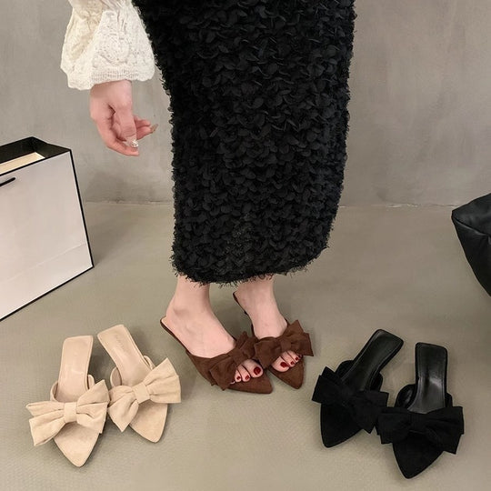 Damen elegante Mules mit Schleifenakzenten EB