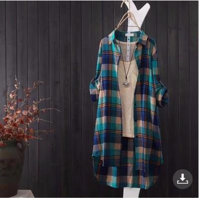 Damen Langarm-Hemdjacke im karierter Stil mit lässigem Schnitt EB