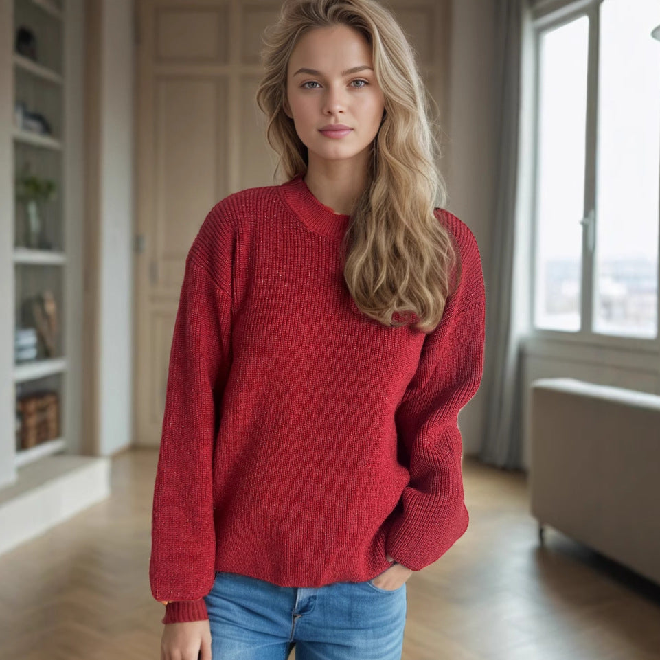Damen lässiger Strickpullover mit großzügigem Schnitt und angenehmer Textur EB