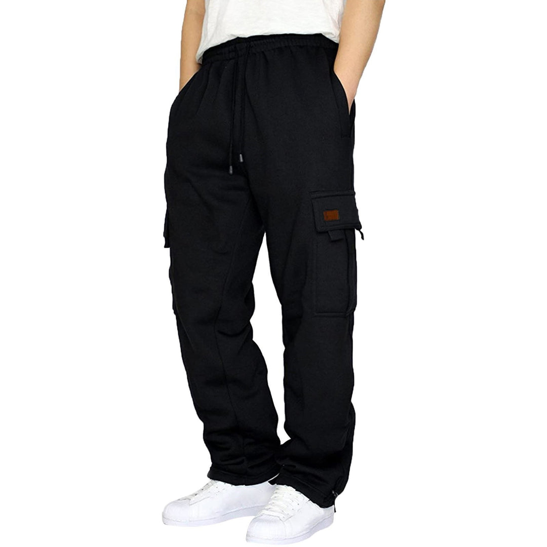 Herren nan konisch zulaufende Sweat-Cargohose mit elastischem Bund, Kordelzug und Klappentaschen EB