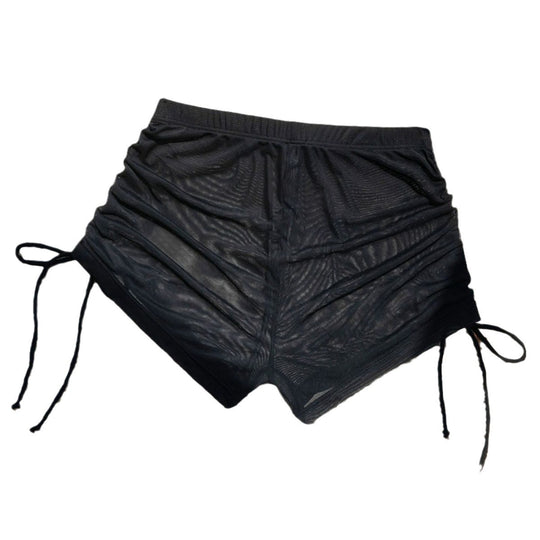 Damen Sportliche Raffungshorts aus transparentem Material EB