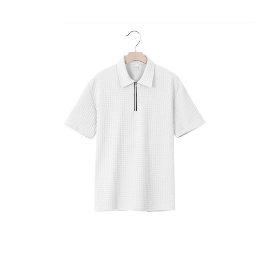 Herren Kurzarm Polo-Shirt mit strukturiertem Design und Reißverschluss EB