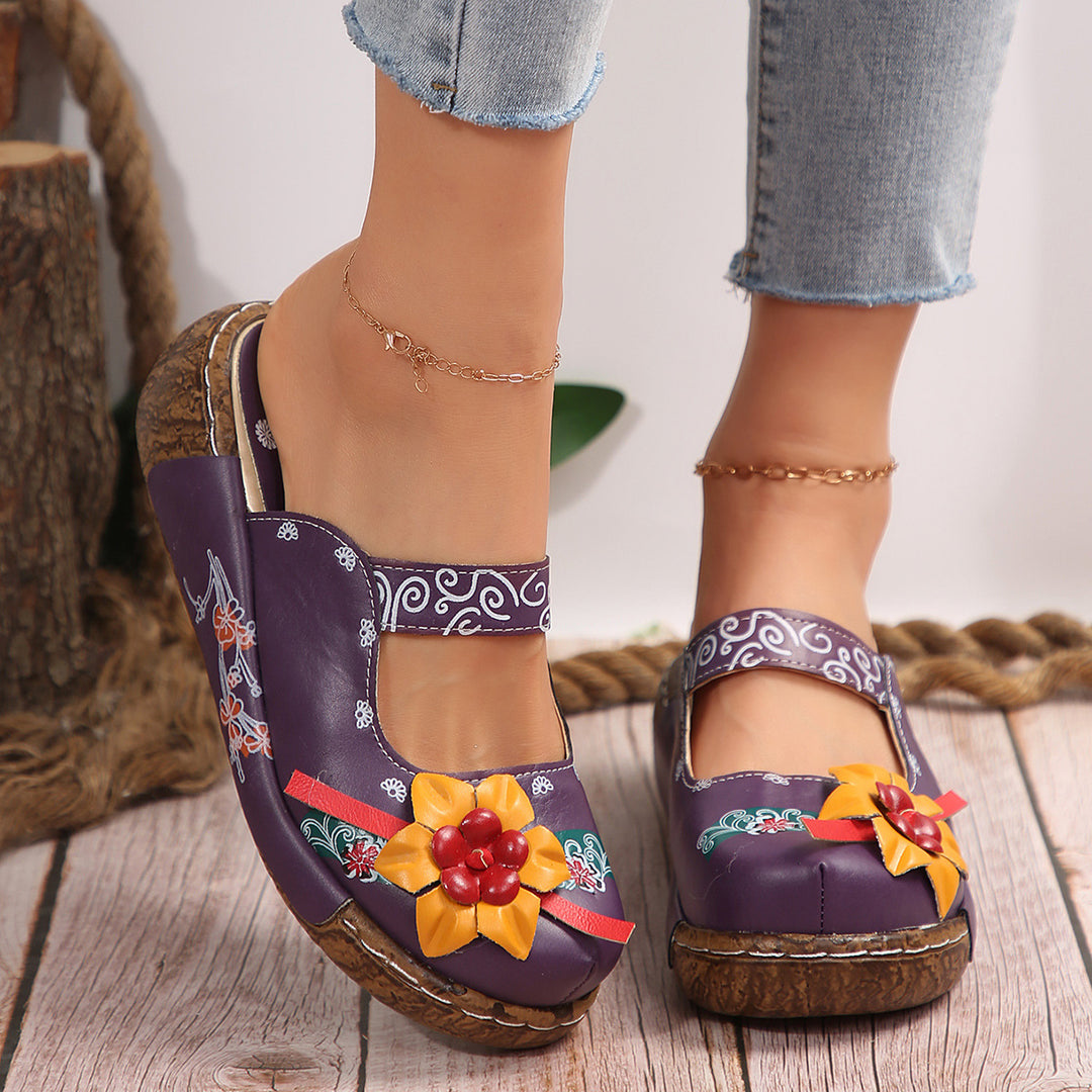 Damen Clogs mit floralem Design und komfortabler Sohle EB