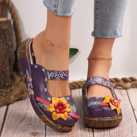 Damen Clogs mit floralem Design und komfortabler Sohle EB