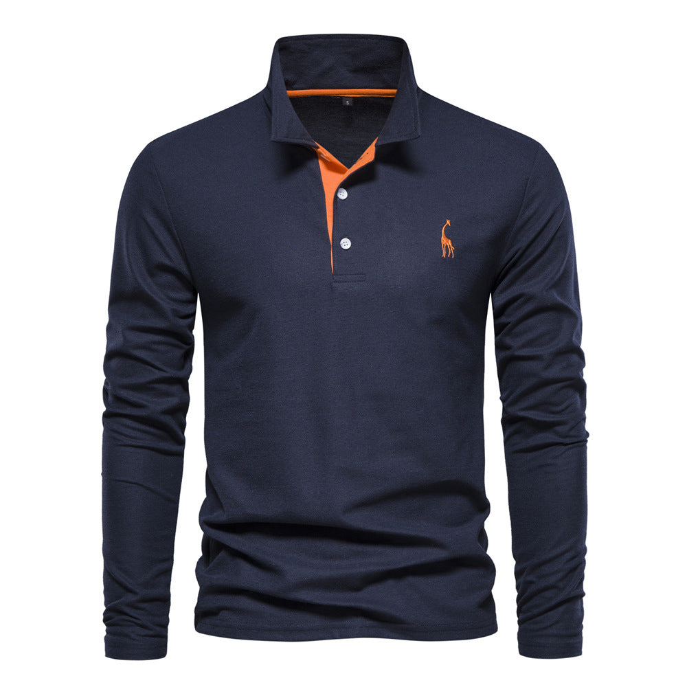 Herren Langarm Poloshirt mit modernem Kragen und atmungsaktiver Baumwollqualität EB
