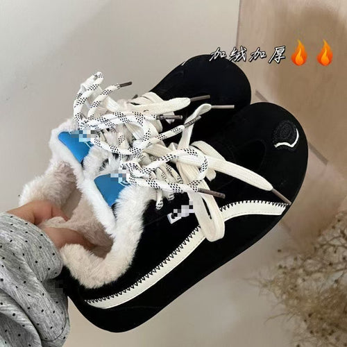 Damen warme und stylische Sneakers mit Fleece-Futter EB