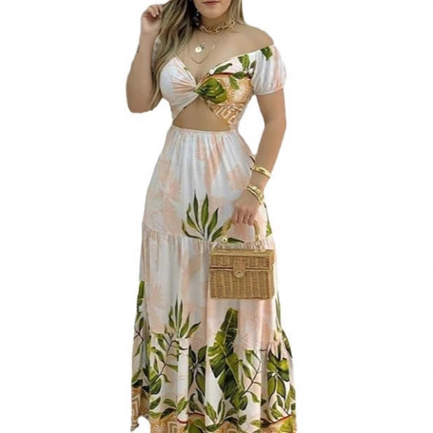 Damen Maxikleid mit tropischem Muster EB