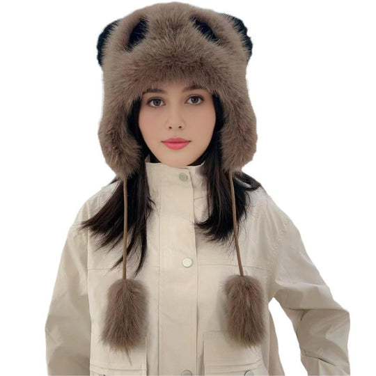 Damen Kuscheliger Panda-Mütze mit trendigen Ohren EB