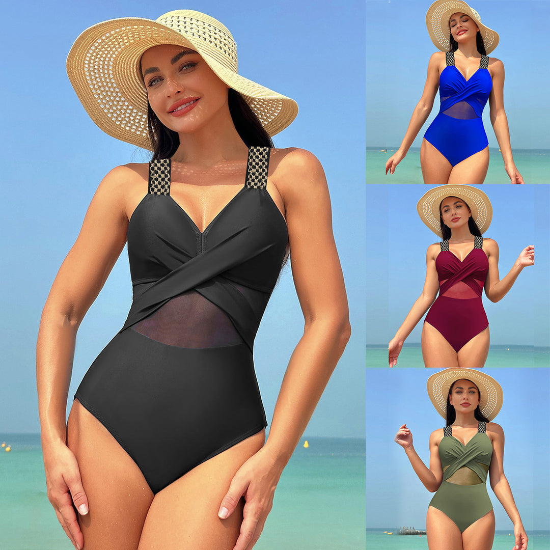 Damen Einteiliger Badeanzug mit stylishen Mesh-Elementen EB