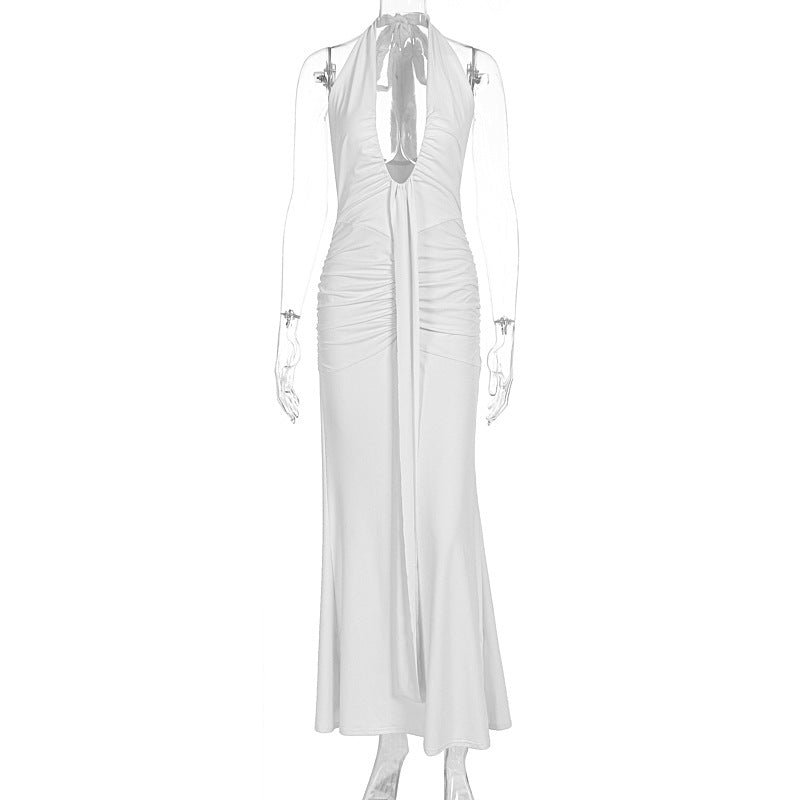 Damen Elegantes Kleid mit tiefem V-Ausschnitt und figurbetontem Schnitt EB