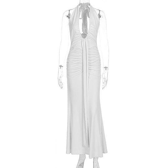 Damen Elegantes Kleid mit tiefem V-Ausschnitt und figurbetontem Schnitt EB