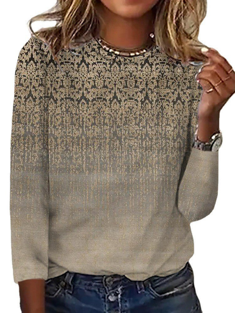 Damen Langärmeliges Oversize-Sweatshirt mit abstraktem Aquarell-Mosaikprint EB