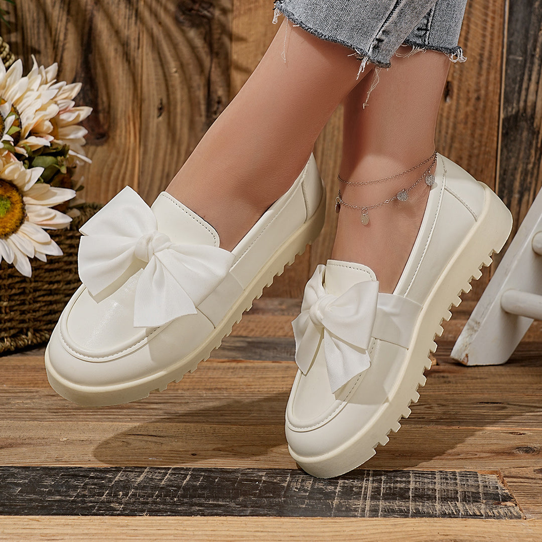 Damen Loafers mit dekorativem Schleifen-Design und rutschfester Sohle EB