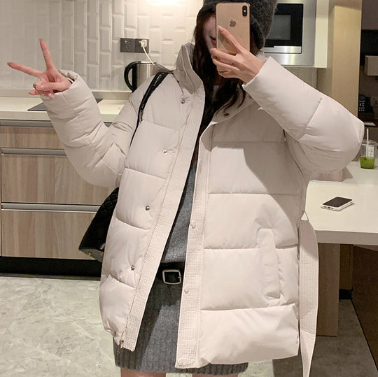 Damen klassische Pufferjacke mit hohem Kragen und praktischen Taschen EB