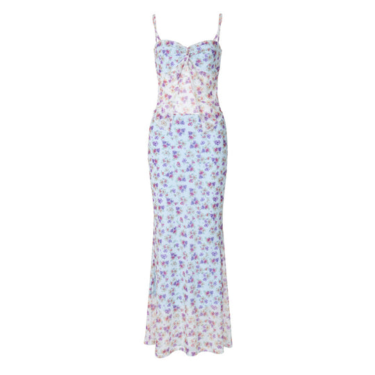 Damen Elegantes Maxikleid mit floralem Muster und raffiniertem Cut-Out EB