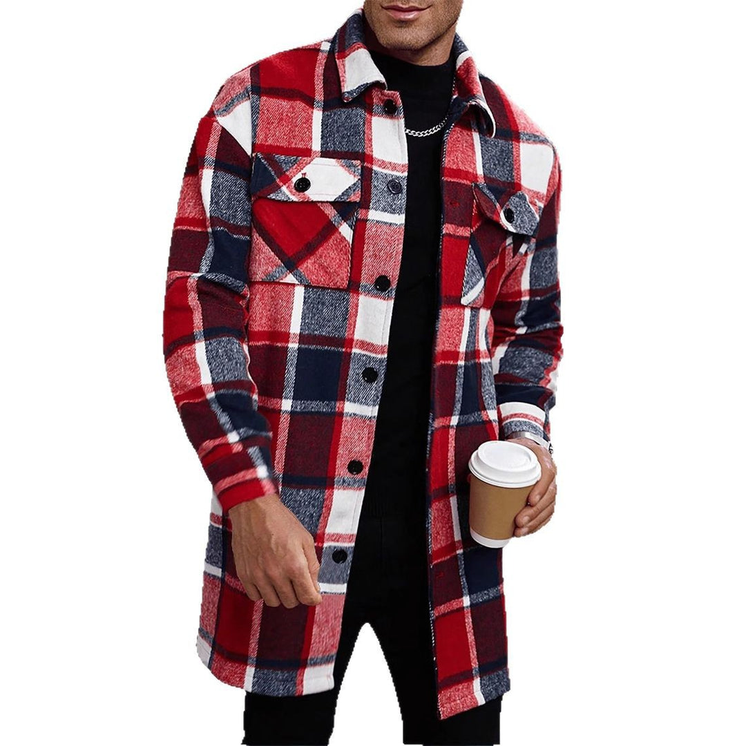Herren karierte Flanelljacke mit knöpfbaren Taschen und modernem Schnitt EB