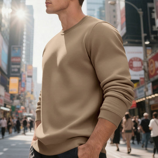 Herren nan weiches Rundhals-Sweatshirt aus Baumwollmix mit gerippten Bündchen und relaxed Fit EB
