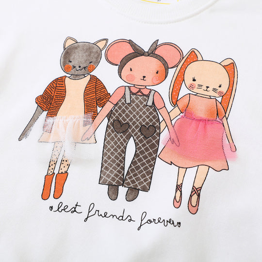 Mädchen Sweatshirt mit kreativer Tierapplikation EB