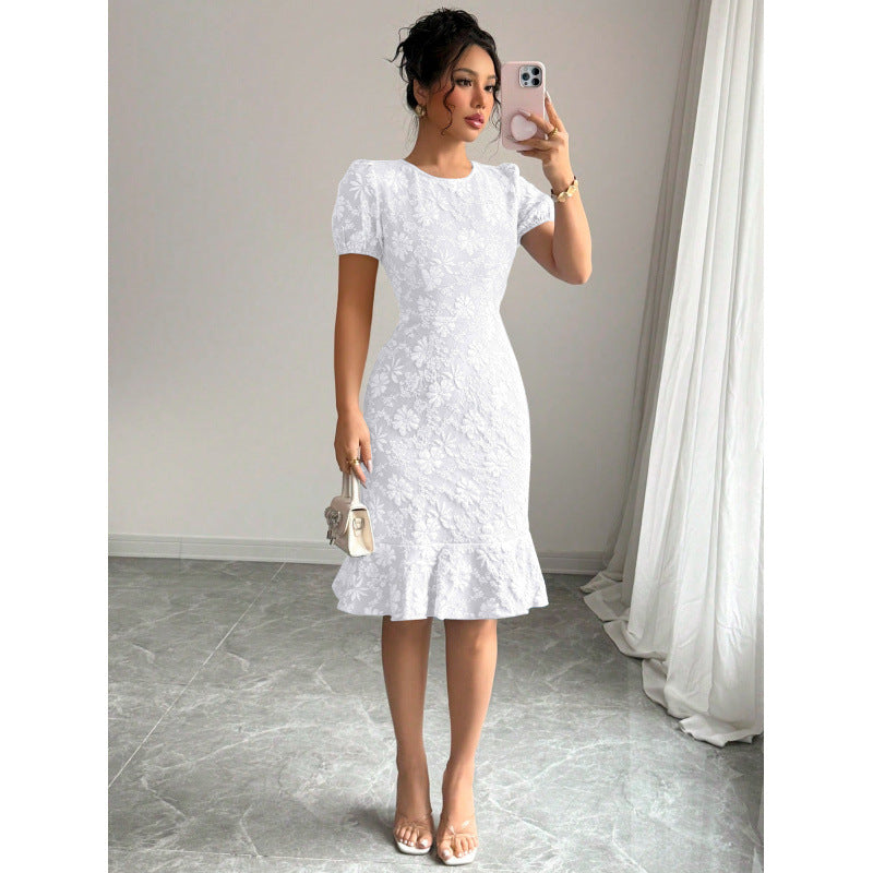 Damen Etuikleid mit floralen Stickereien EB