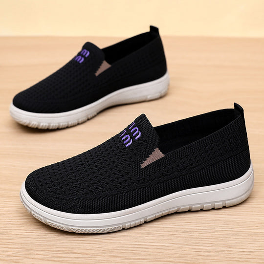 Damen nan nahtloser Strick-Slipper mit elastischem Einstieg und orthopädischer Memory-Fußbett-Stütze EB