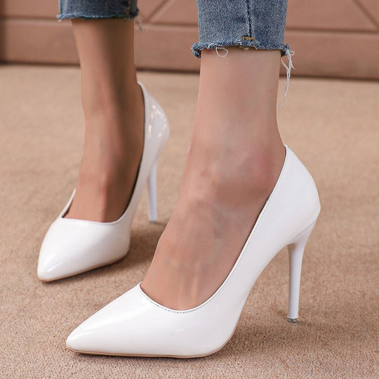 Damen Spitz High Heels mit glänzendem Obermaterial EB