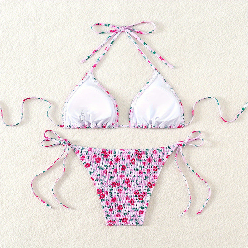 Damen Bunte Blumenmuster Bikini EB