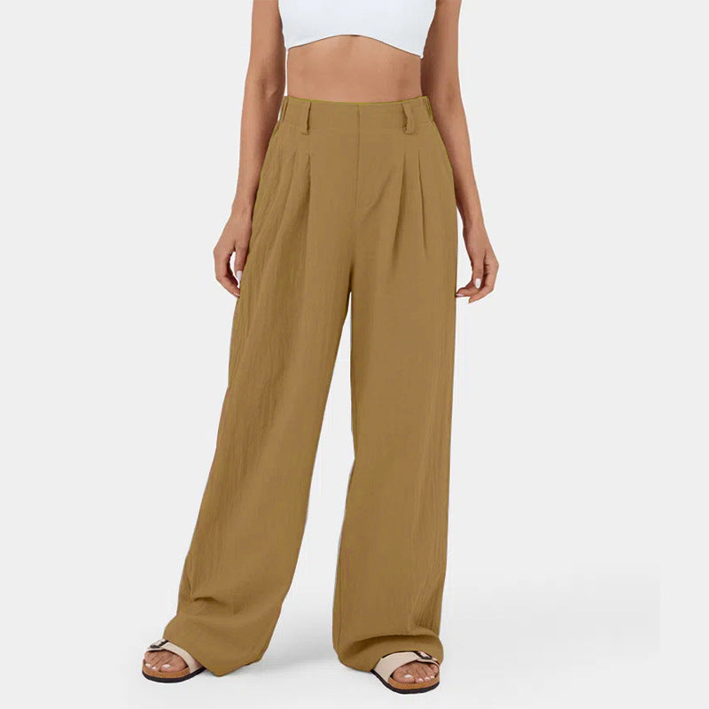 Damen Weite Chinohose mit elegantem Faltenwurf und seitlichen Taschen EB