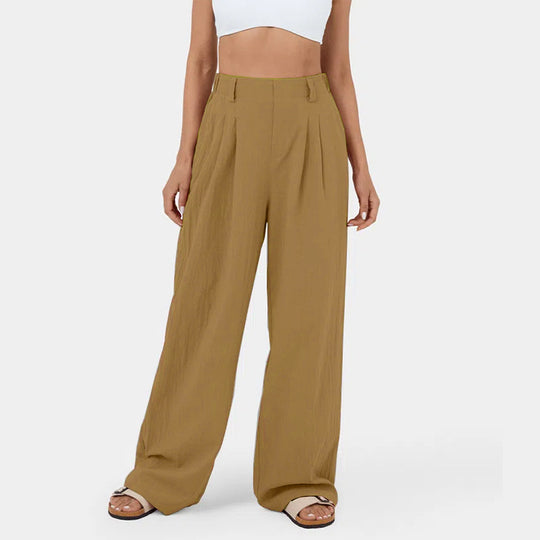Damen Weite Chinohose mit elegantem Faltenwurf und seitlichen Taschen EB