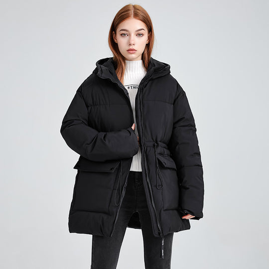 Damen nan mittellanger Thermoparka mit taillierendem Tunnelzug, ergonomischer Kapuze und großen Klapppattentaschen EB
