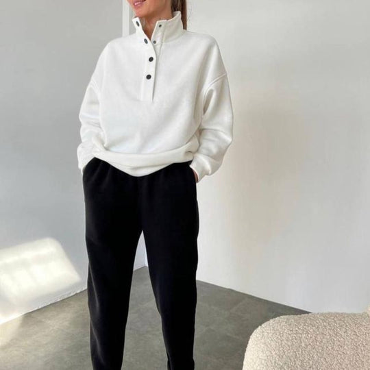 Damen nan kuscheliges Oversize Fleece-Set mit Stehkragen und Jogger EB